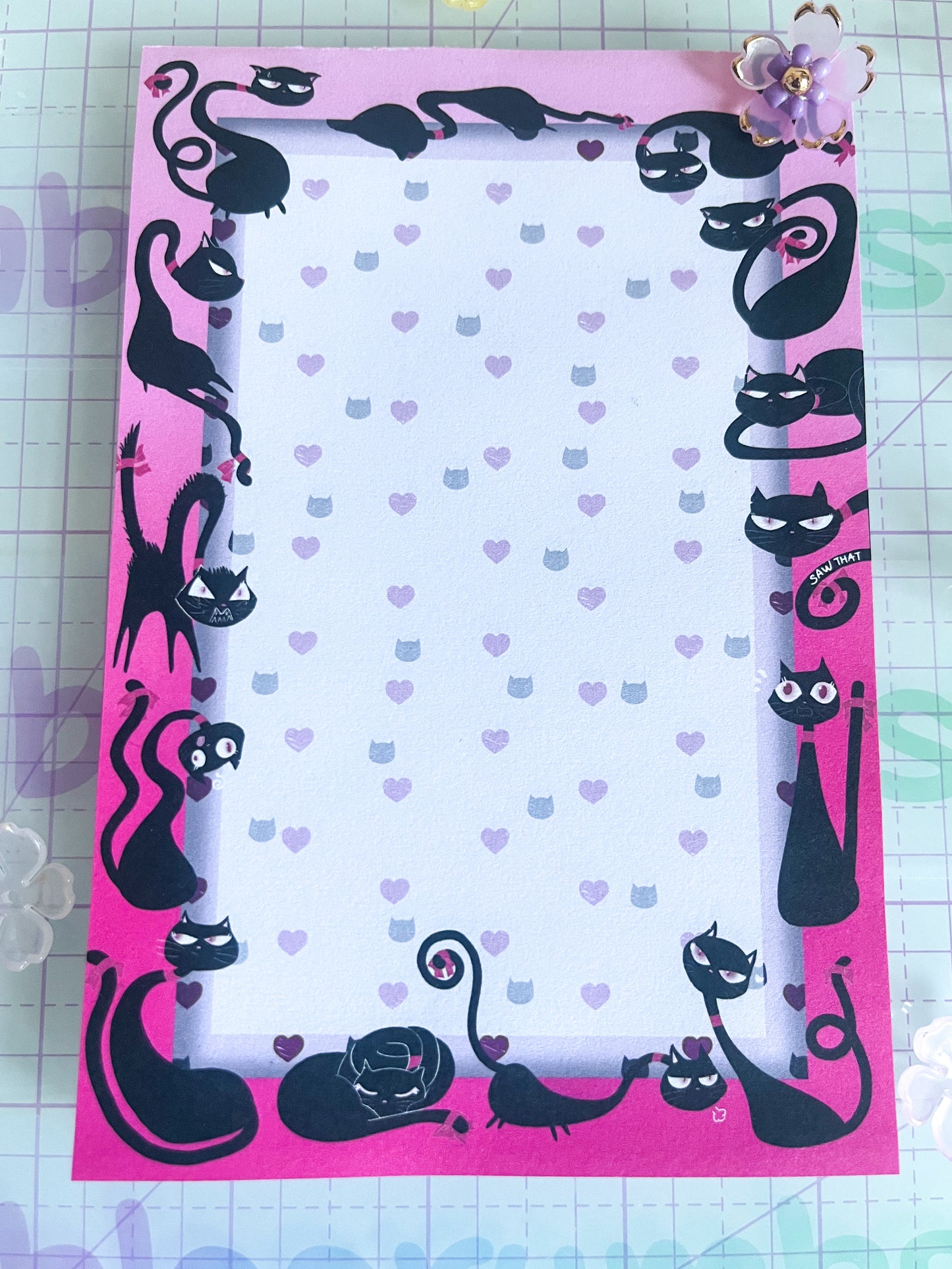 Sassy Black Cat 3x3 & 4x6 Notepad, Cat Lover Office Supplies, Cute Kitten Memo Pad, Animal Print Notes