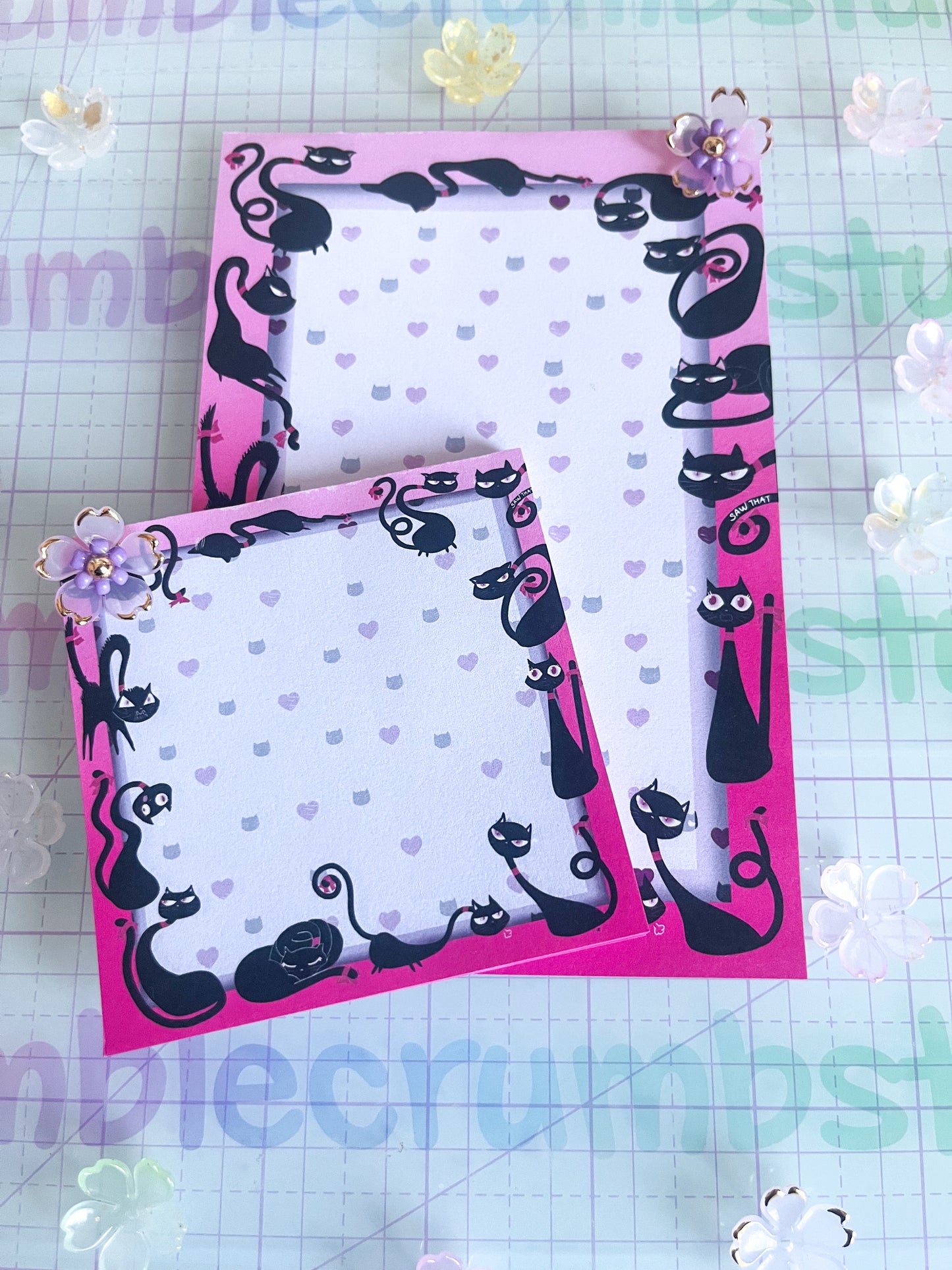 Sassy Black Cat 3x3 & 4x6 Notepad, Cat Lover Office Supplies, Cute Kitten Memo Pad, Animal Print Notes
