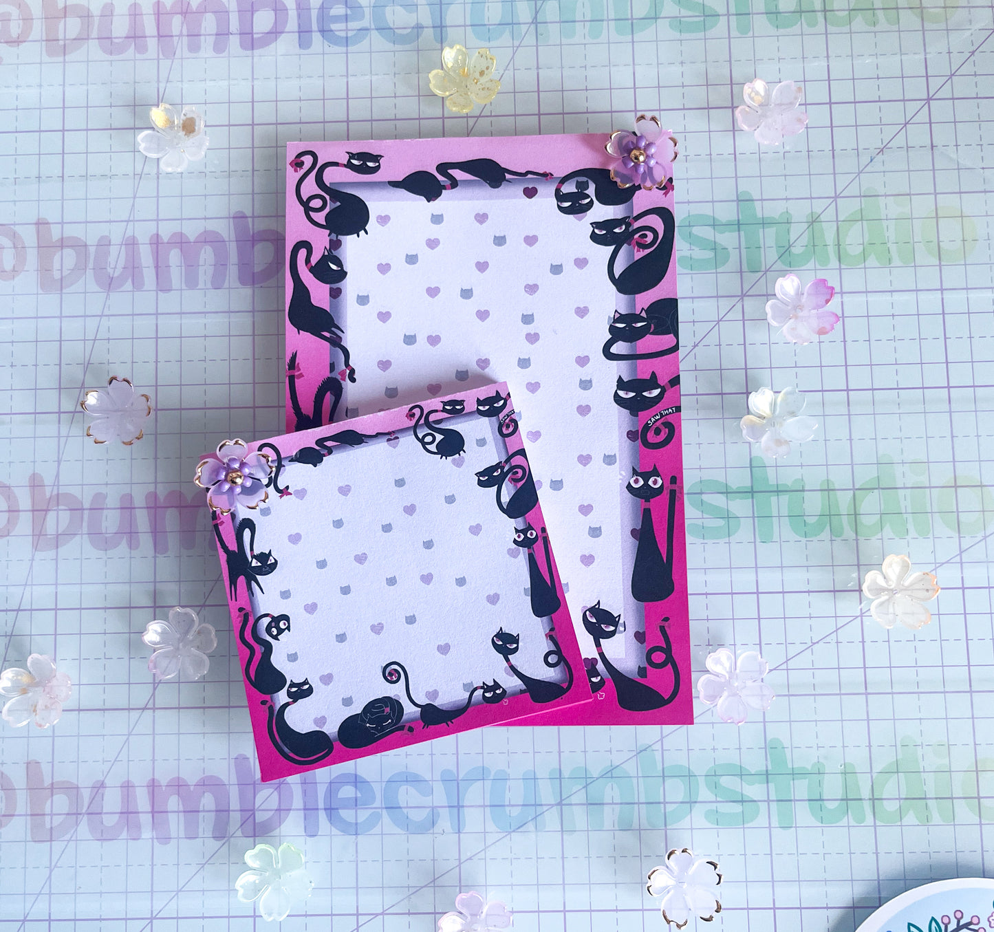 Sassy Black Cat 3x3 & 4x6 Notepad, Cat Lover Office Supplies, Cute Kitten Memo Pad, Animal Print Notes