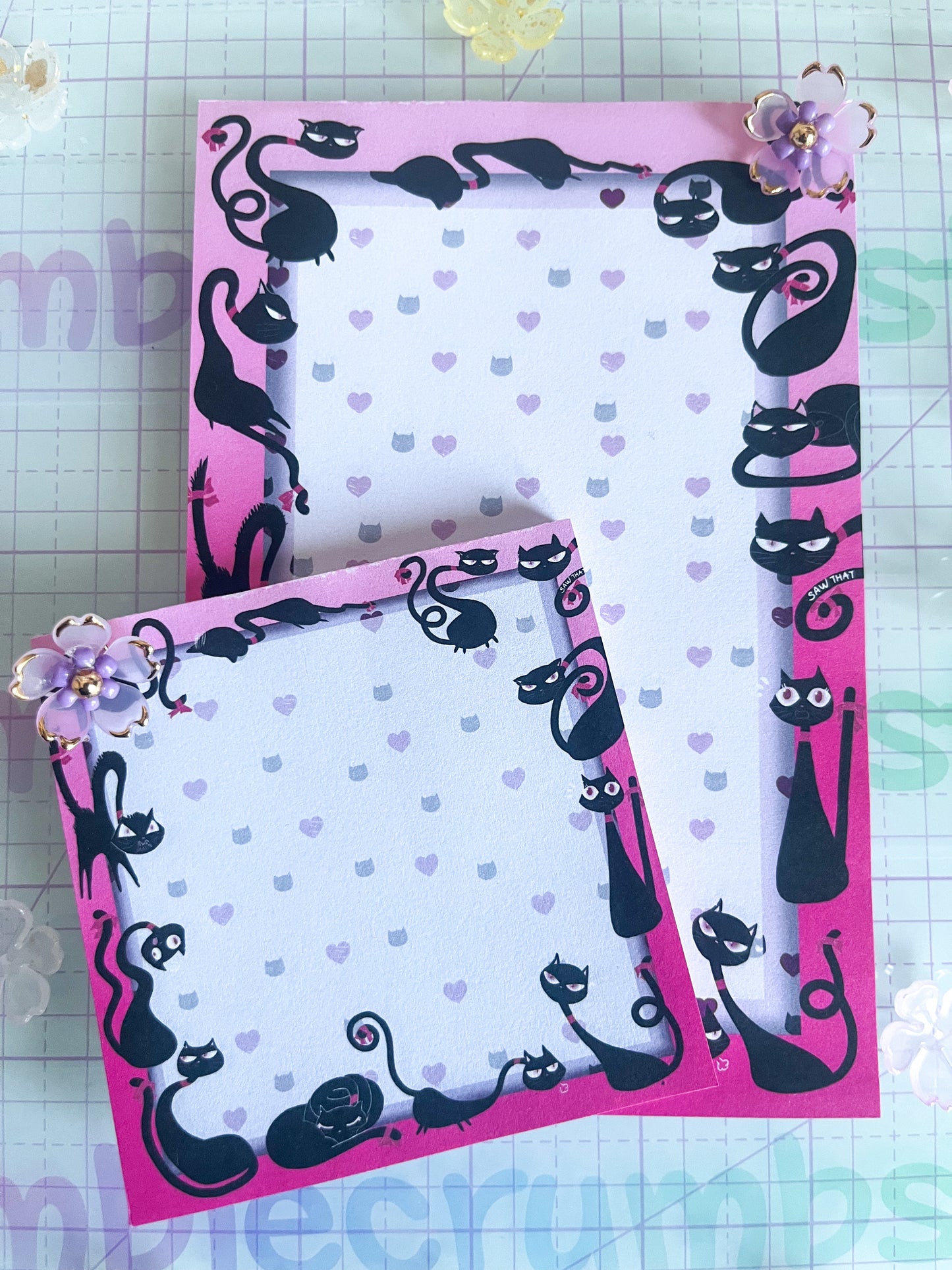 Sassy Black Cat 3x3 & 4x6 Notepad, Cat Lover Office Supplies, Cute Kitten Memo Pad, Animal Print Notes