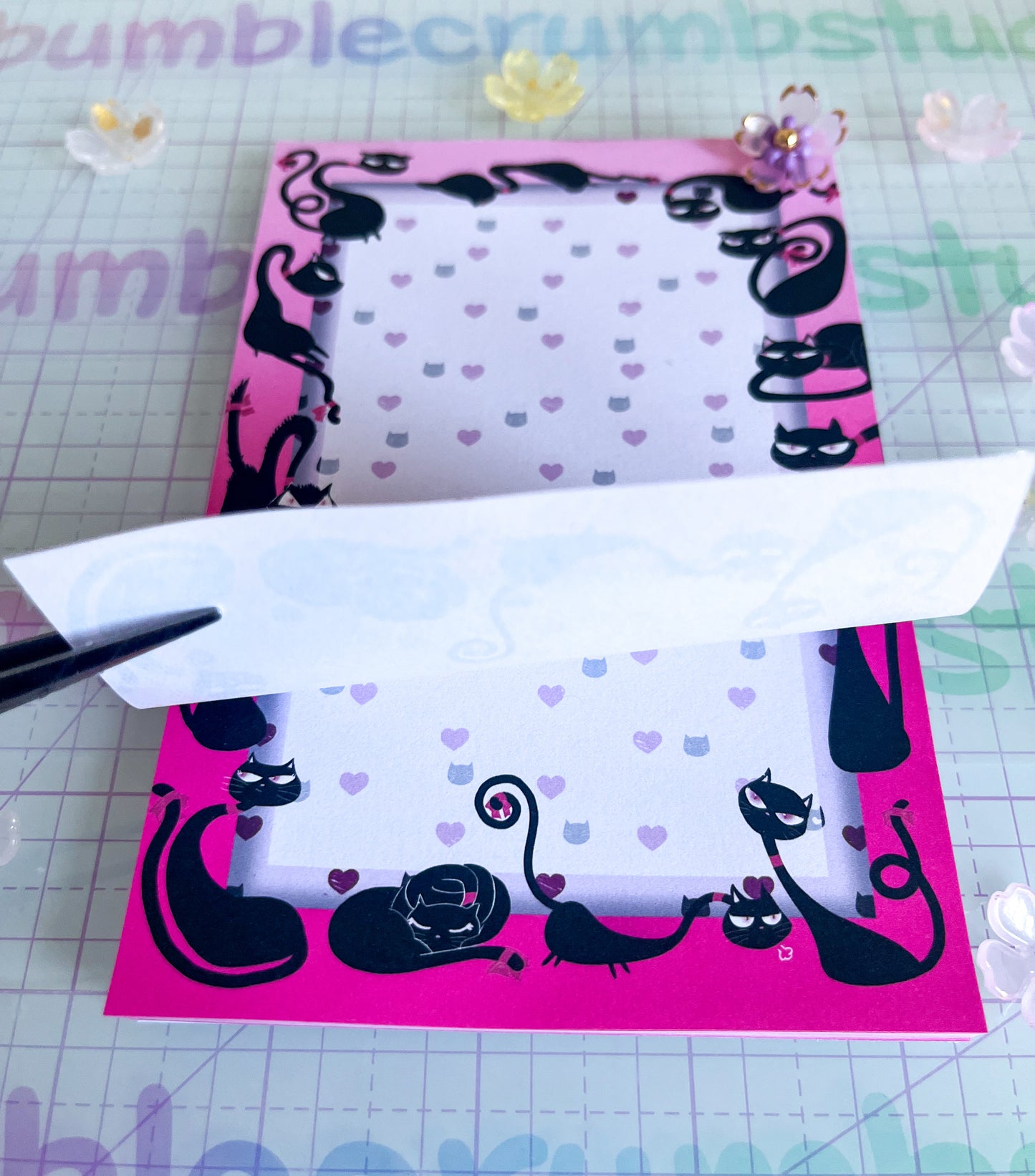 Sassy Black Cat 3x3 & 4x6 Notepad, Cat Lover Office Supplies, Cute Kitten Memo Pad, Animal Print Notes